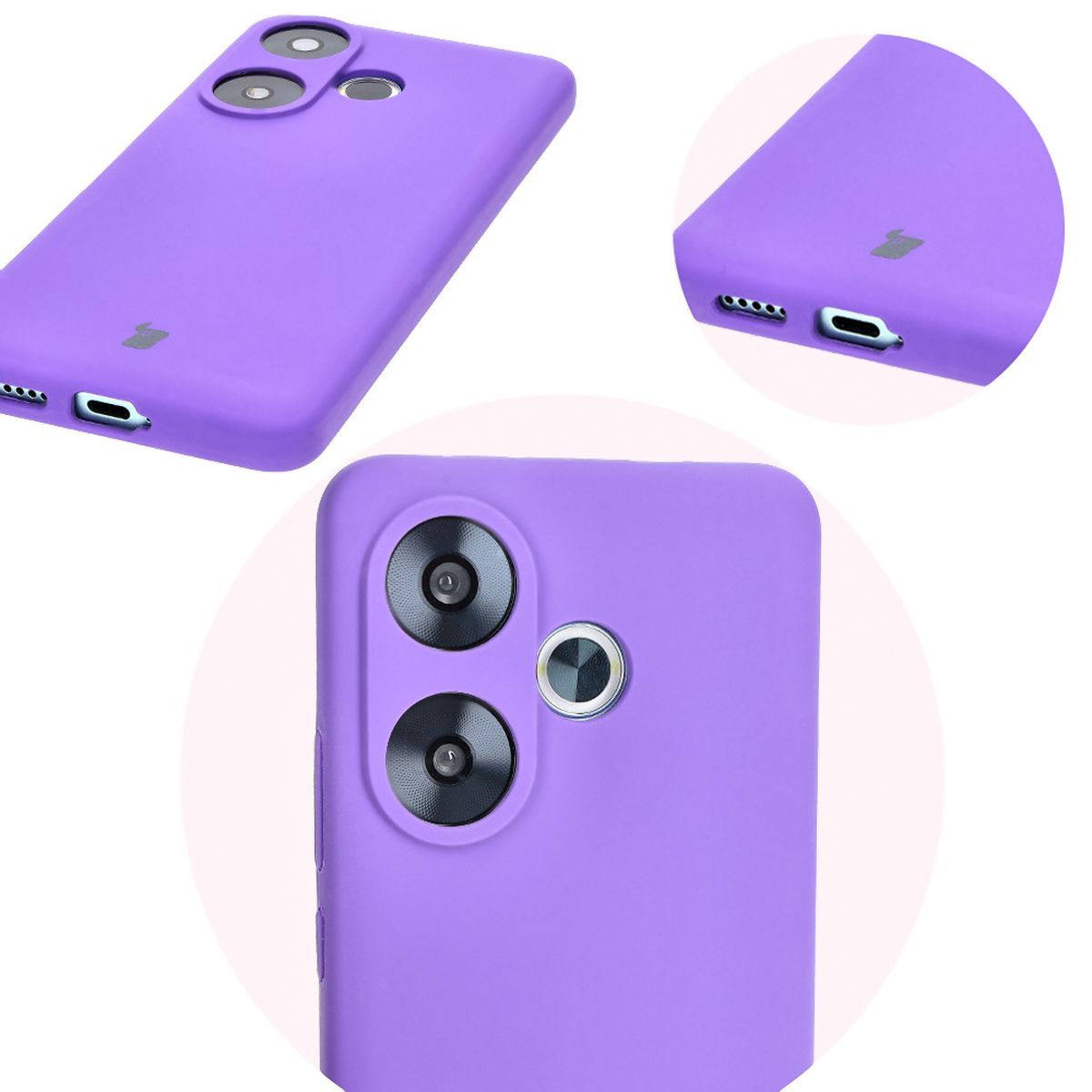 Prim-plan pe decupajele precise și posibilitatea de încărcare wireless în husa Bizon Soft Case