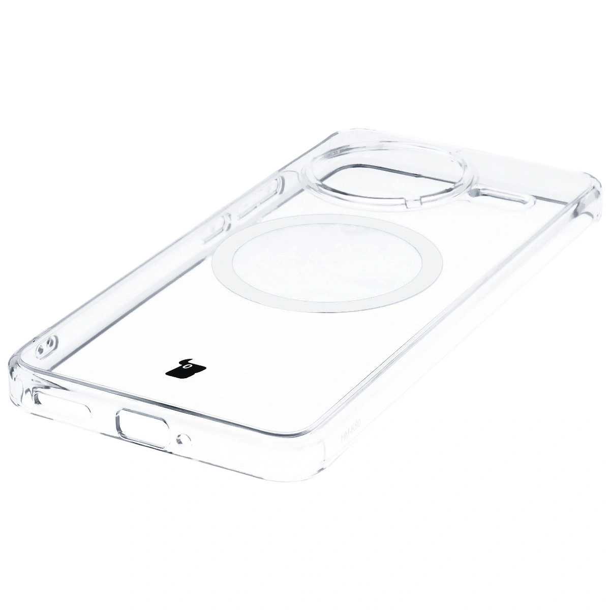 Integrated buttons, cutouts, and hybrid material in the Bizon Case CrystalO for Xiaomi POCO F7 Pro