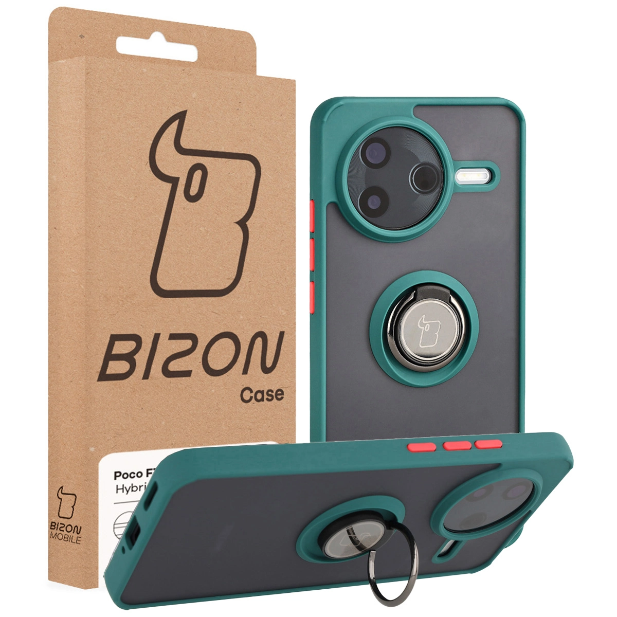 Przód pudełka Bizon Case z dedykowaną etykietą do Xiaomi POCO F7 Pro