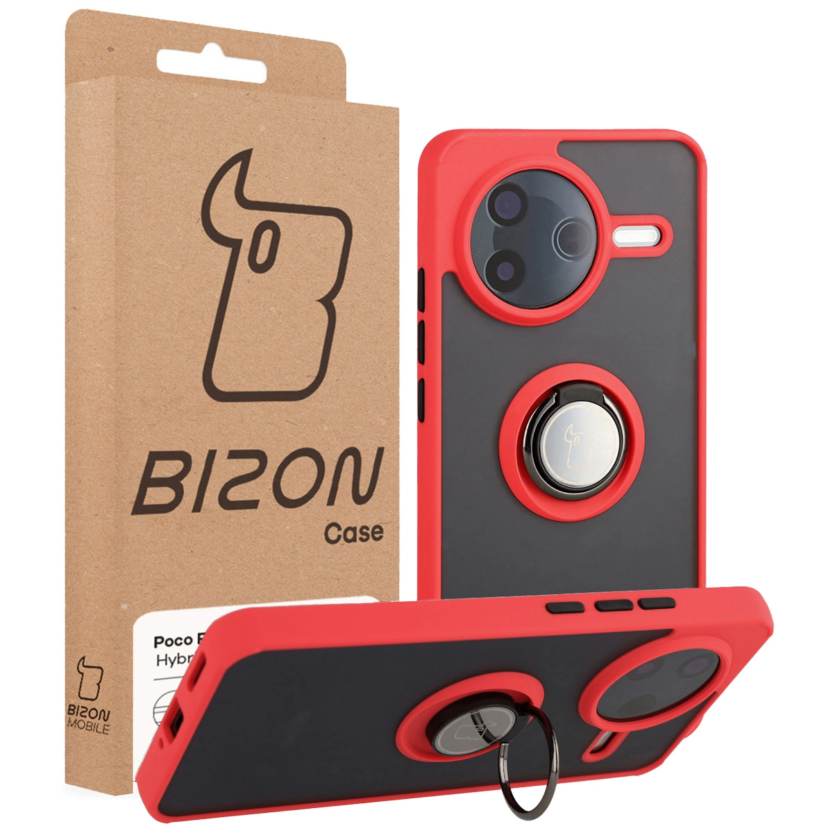 Przód pudełka Bizon Case z dedykowaną etykietą do Xiaomi POCO F7 Pro