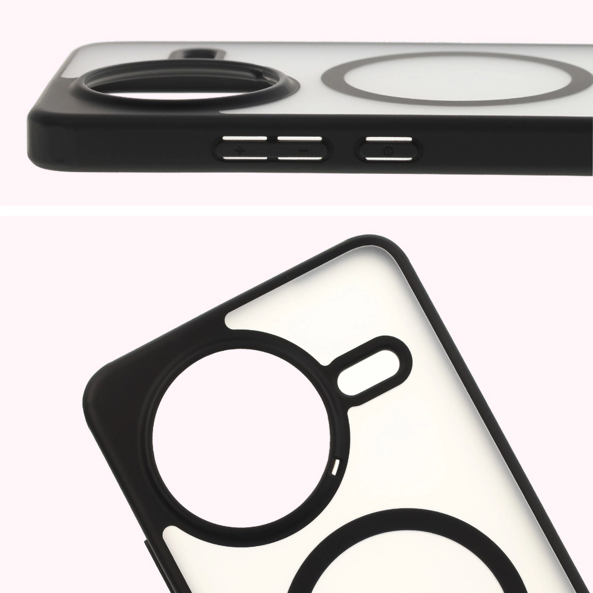 Pełne wycięcie i podwyższone krawędzie aparatu w etui Bizon Case MatteO