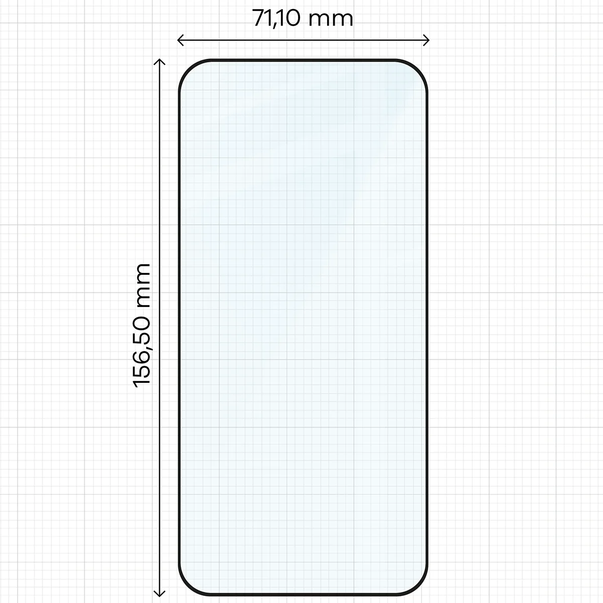 Wymiary szkła na miarce dla Xiaomi POCO F7 Pro / Xiaomi POCO F7 Ultra