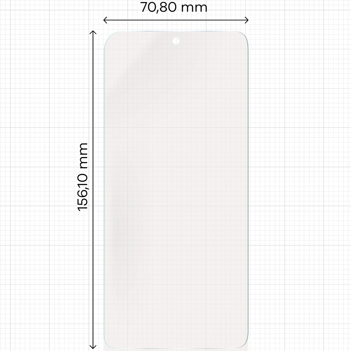 Miarka z wymiarami folii matowej Bizon Glass Film Sun do Xiaomi POCO F7 Pro