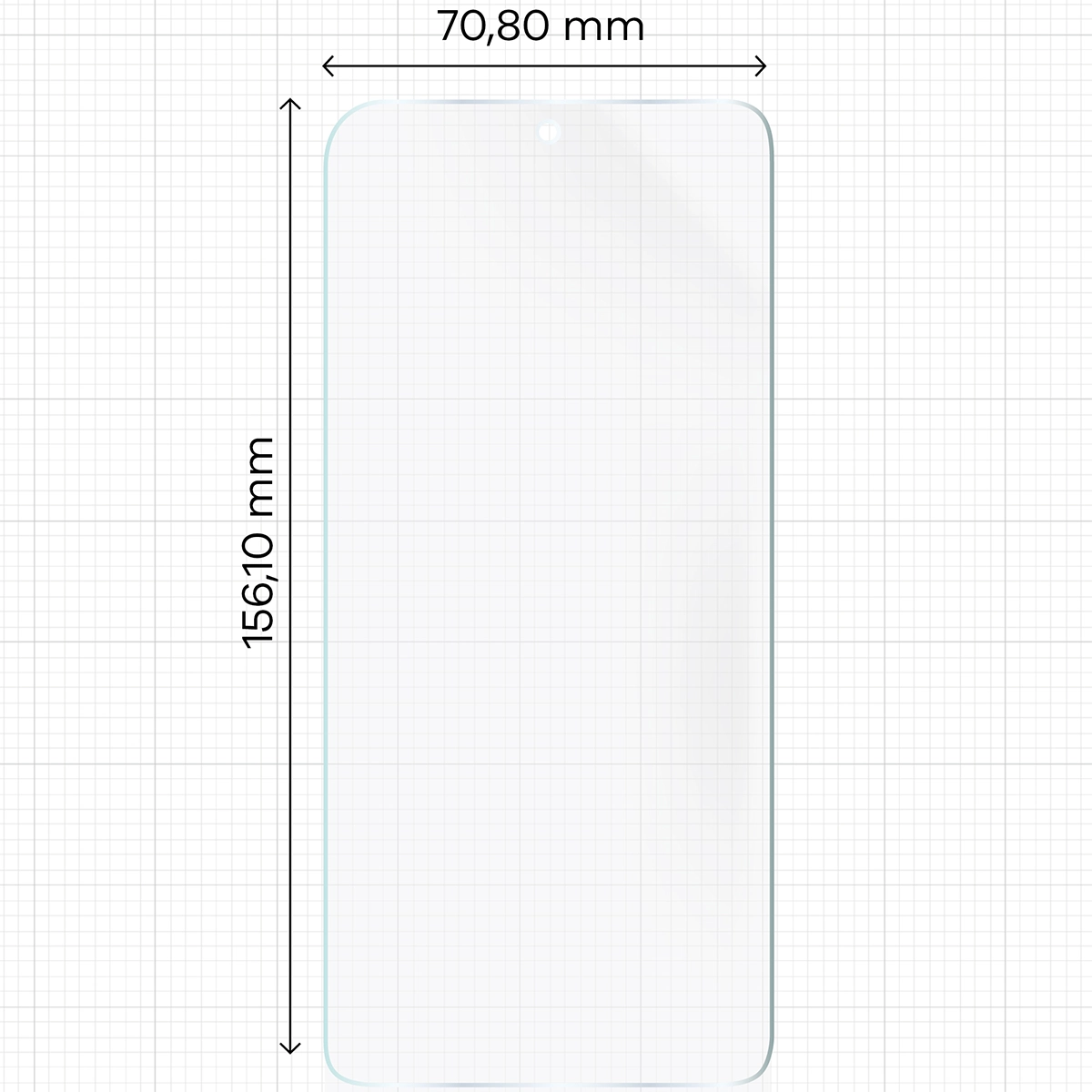 Miarka z wymiarami folii matowej Bizon Glass Film Sun do Xiaomi Poco F7 Pro