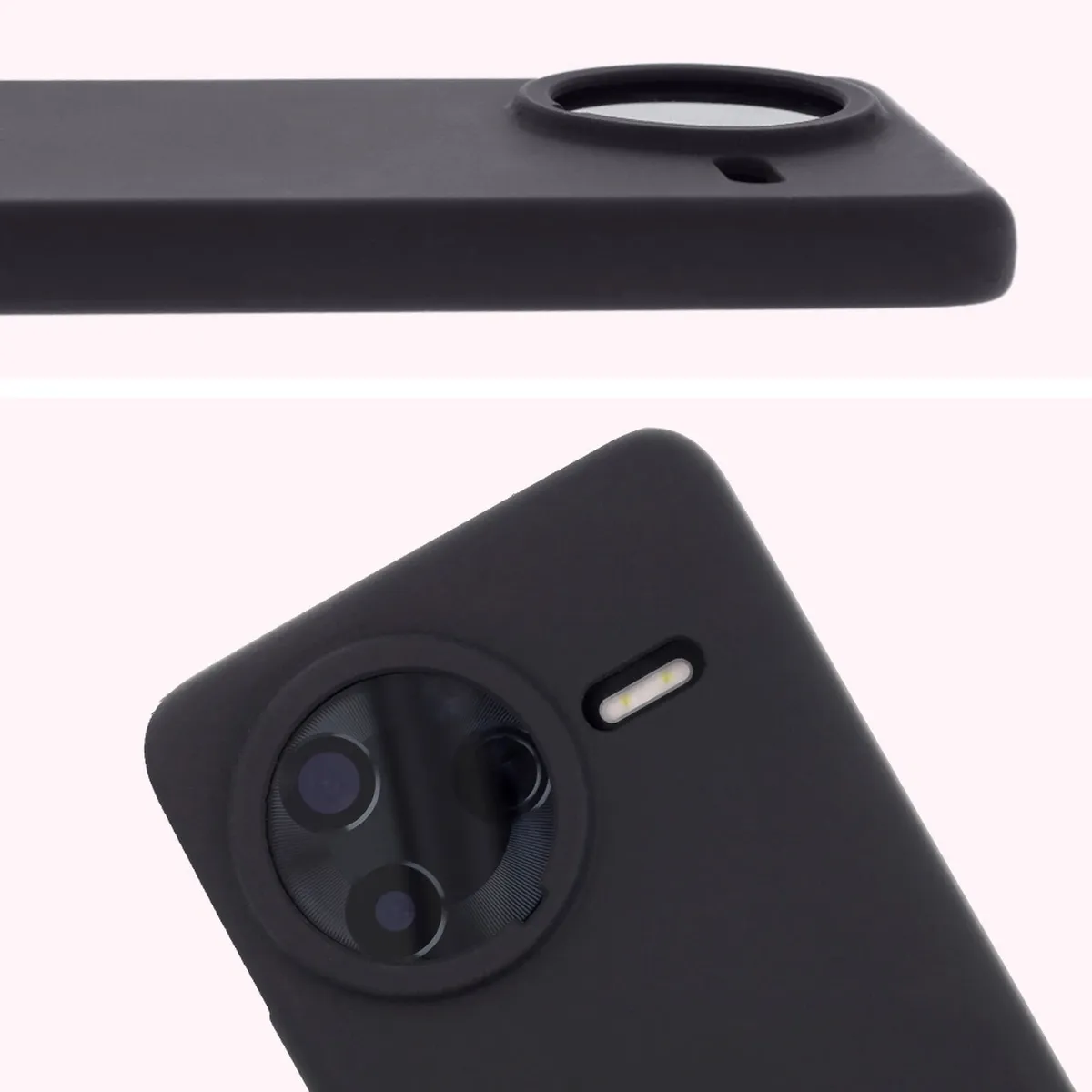 Close-up of the lens cutout in the Bison Soft Case for Xiaomi POCO F7 Pro