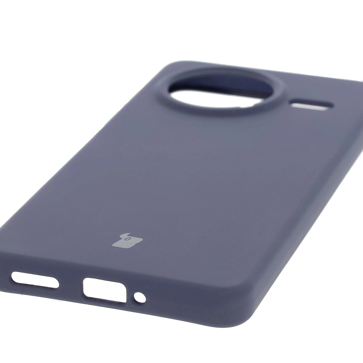 Close-up of precise cutouts and wireless charging capability in the Bison Soft Case for Xiaomi POCO F7 Pro