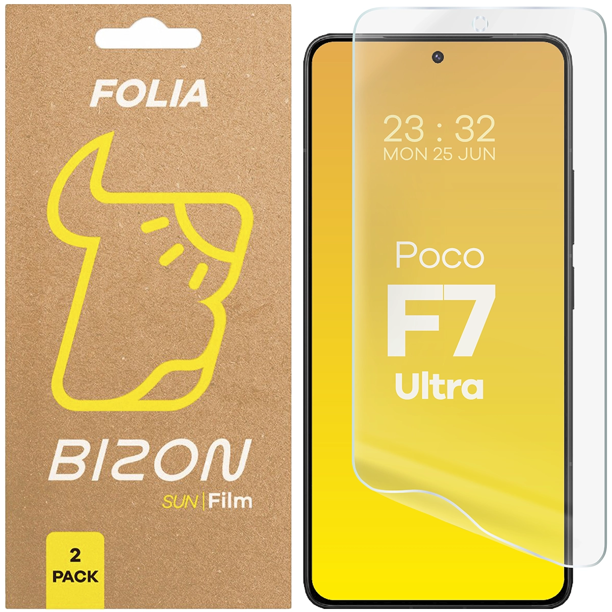 Folia matowa na ekran Bizon Glass Film Sun do Xiaomi Poco F7 Ultra, 2 sztuki