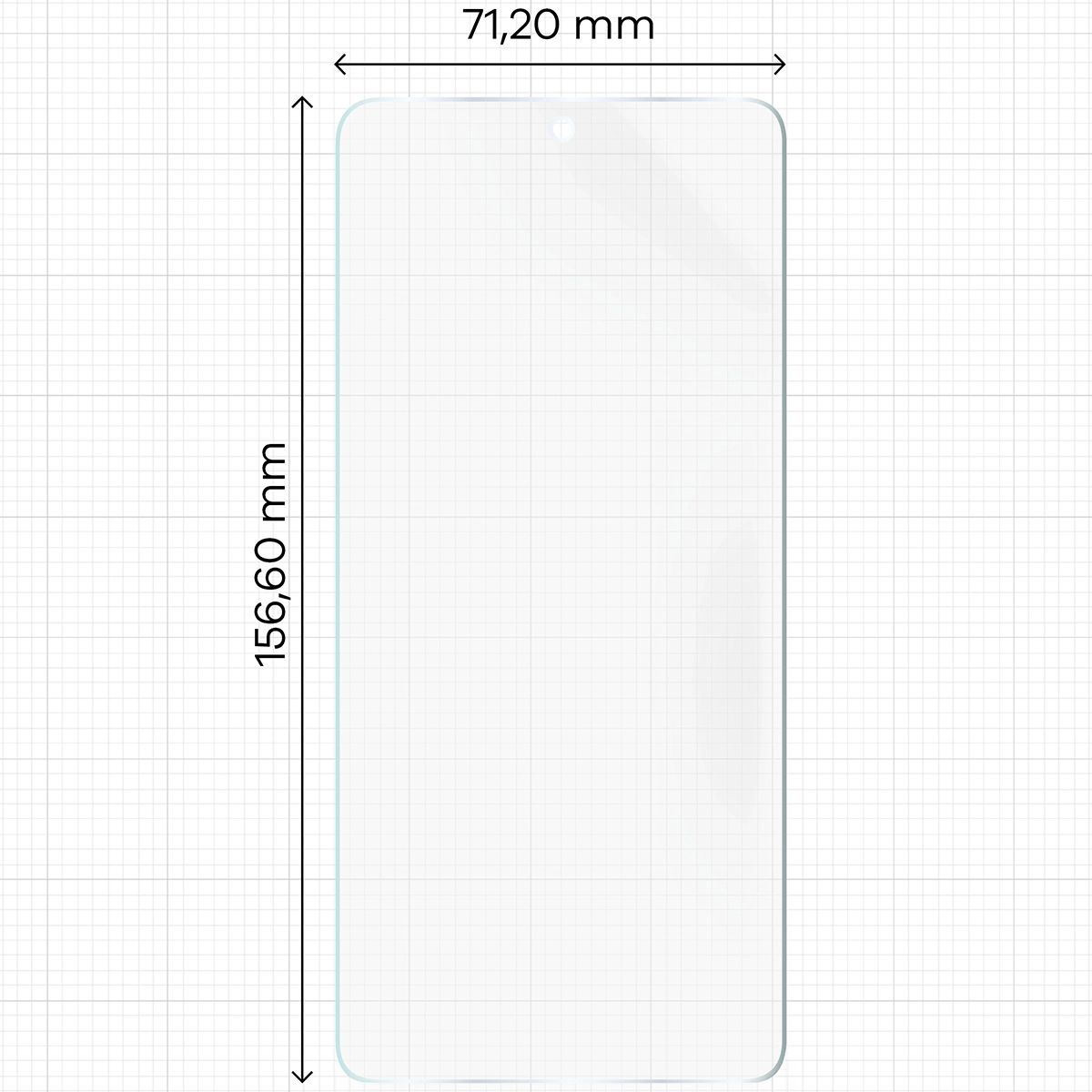 Miarka z wymiarami folii matowej Bizon Glass Film Sun do Xiaomi Poco F7 Ultra