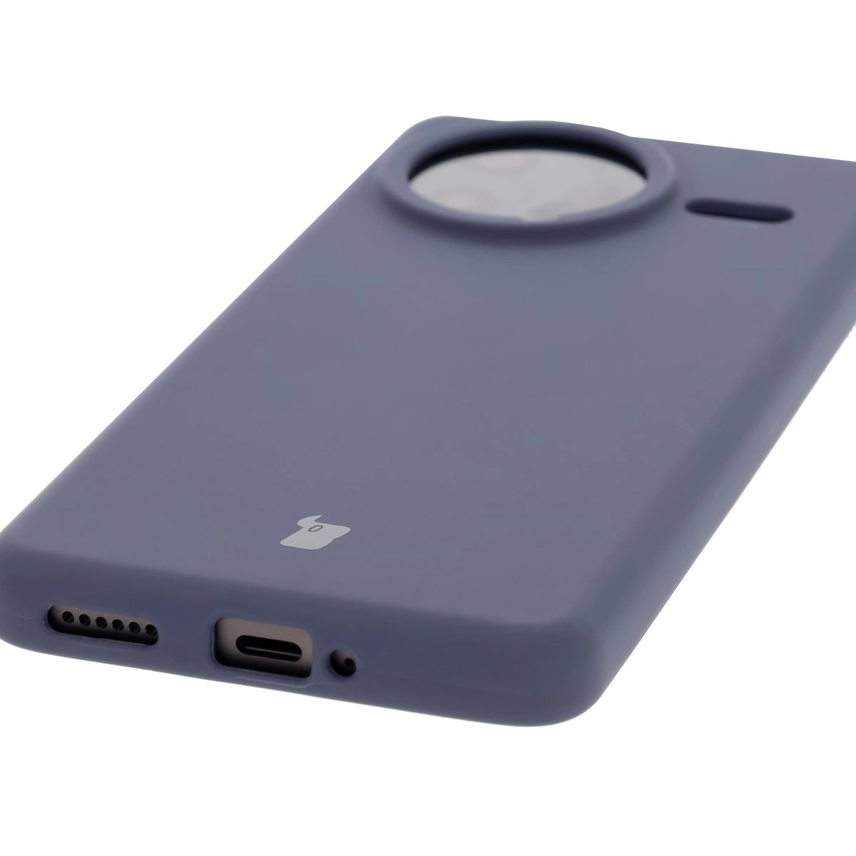 Close-up of precise cutouts and wireless charging capability in the Bison Soft Case for Xiaomi Poco F7 Ultra