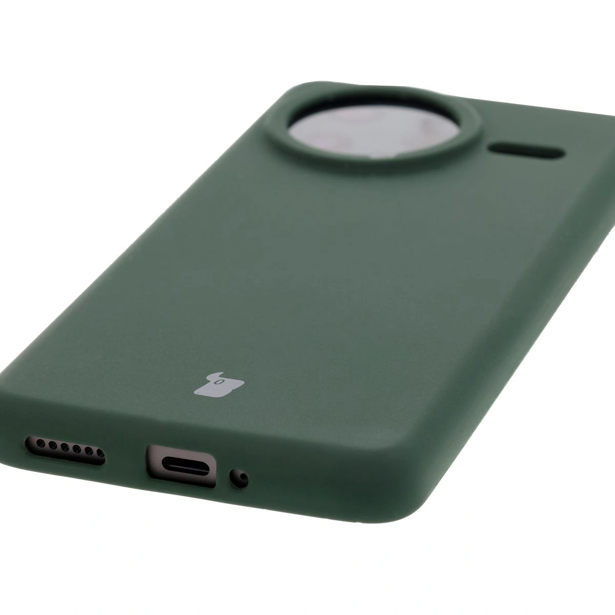 Close-up of precise cutouts and wireless charging capability in the Bison Soft Case for Xiaomi Poco F7 Ultra
