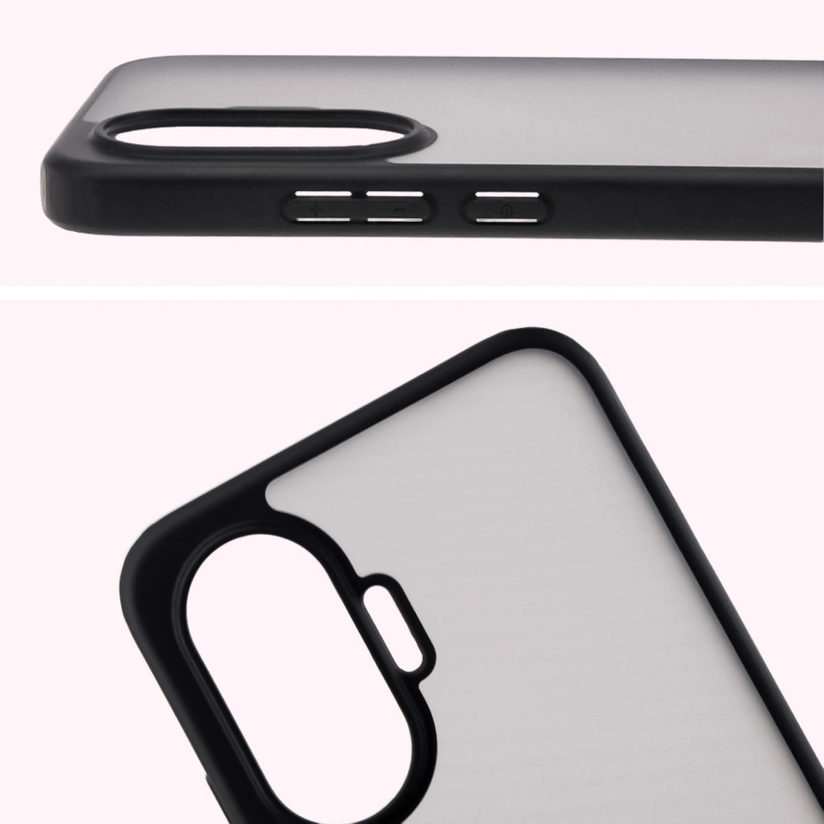 Pełne wycięcie i podwyższone krawędzie aparatu w etui Bizon Case Angelo do Xiaomi POCO F7