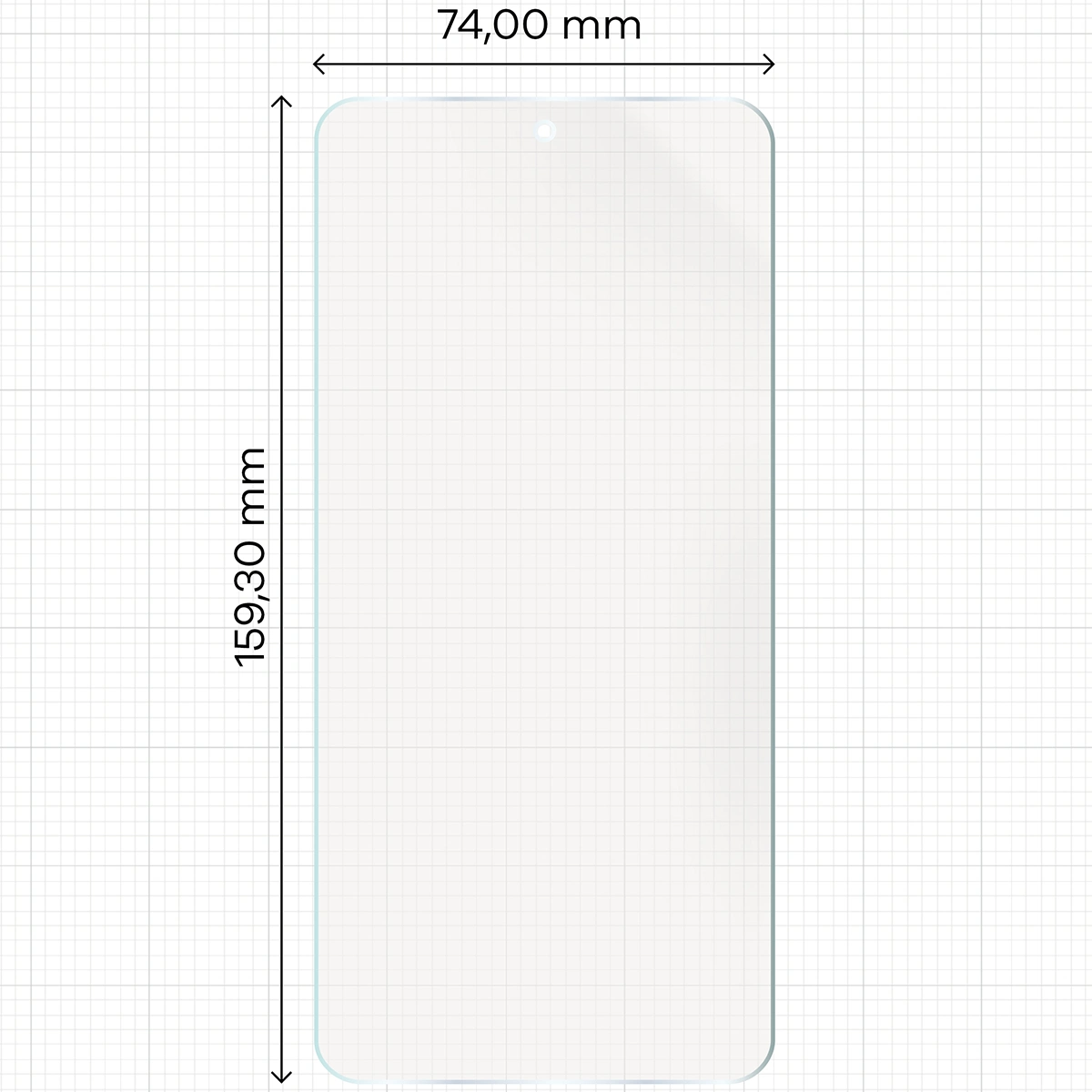 Miarka z wymiarami folii matowej Bizon Glass Film Sun Duo do Xiaomi POCO F7