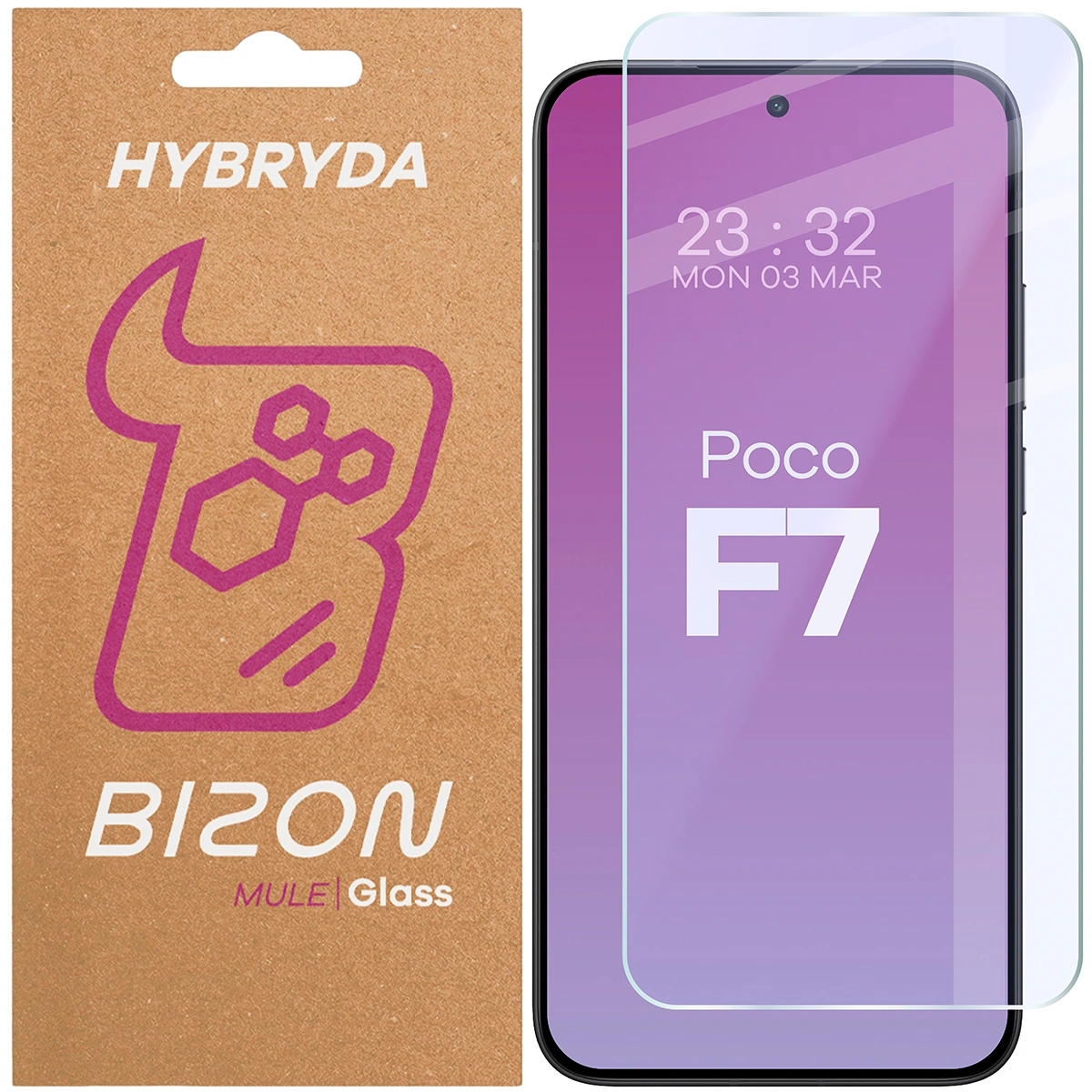 Szkło hybrydowe na ekran Bizon Glass Mule do Xiaomi POCO F7