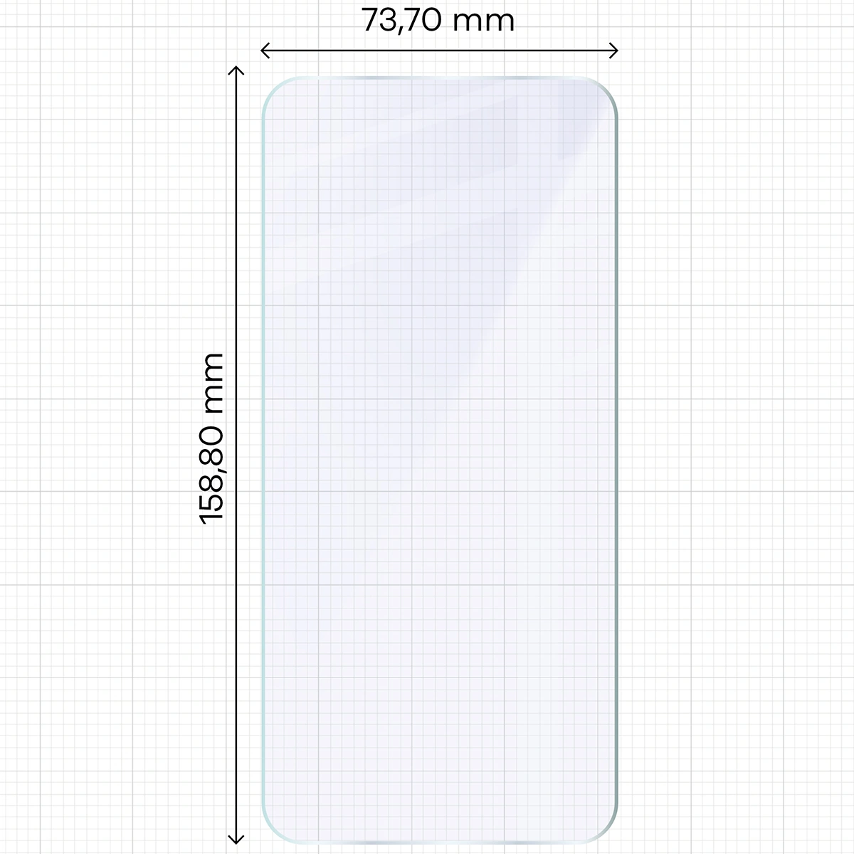Miarka z wymiarami szkła hybrydowego Bizon Glass Mule do Xiaomi POCO F7