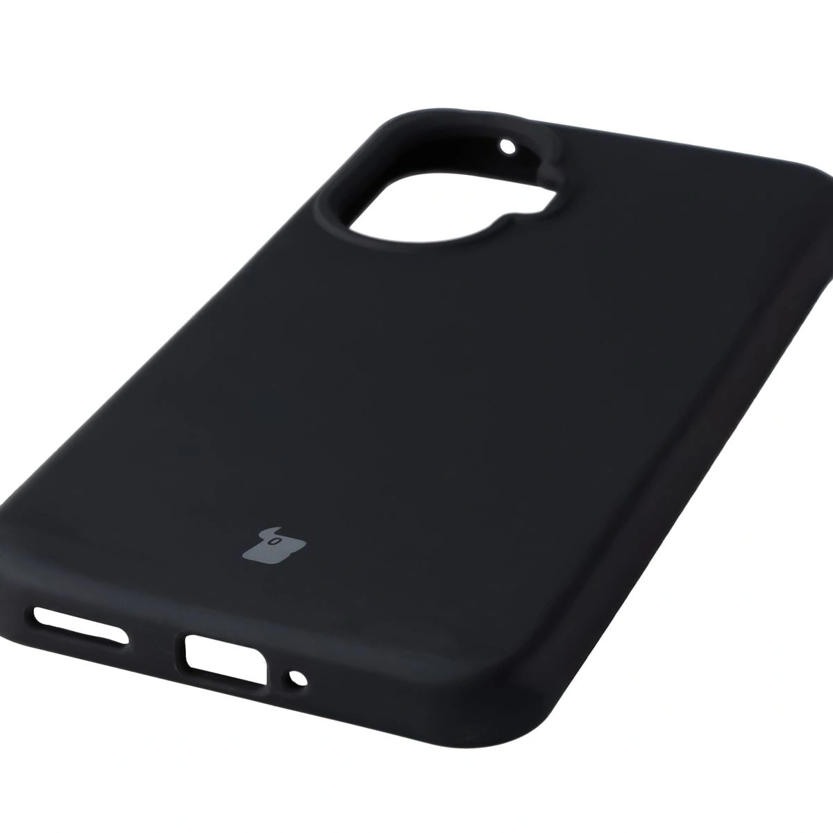 Zbliżenie na precyzyjne wycięcia i możliwość ładowania indukcyjnego w etui Bizon Soft Case do Xiaomi POCO F7