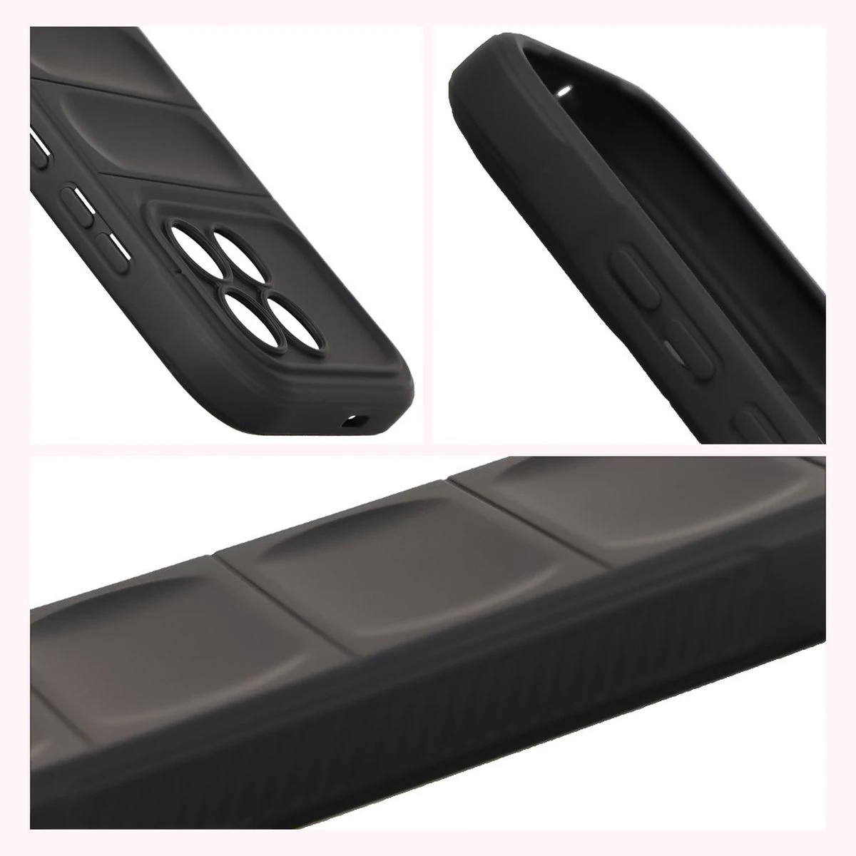 Teksturowane boki i podwyższone krawędzie ekranu i aparatu w etui Bizon Case Tur do Xiaomi POCO F8 Pro
