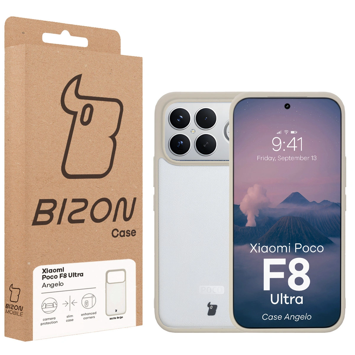 Front of the Bison Case box with a dedicated label for Xiaomi POCO F8 Ultra