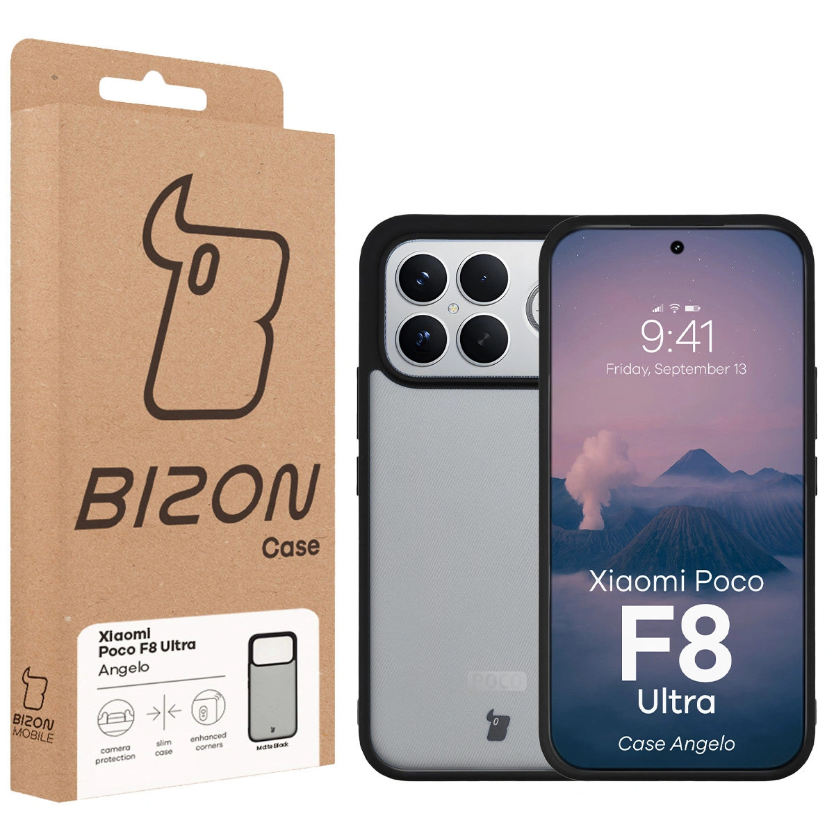 Front of the Bison Case box with a dedicated label for Xiaomi POCO F8 Ultra