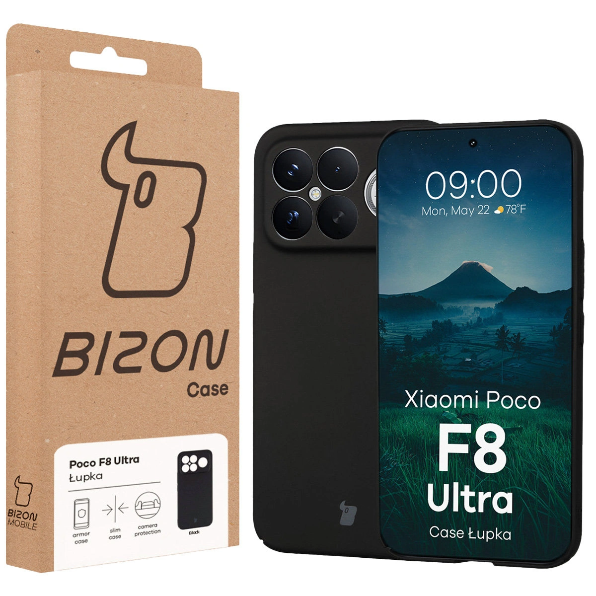 Front of the Bizon Case box with a dedicated label for Xiaomi POCO F8 Ultra