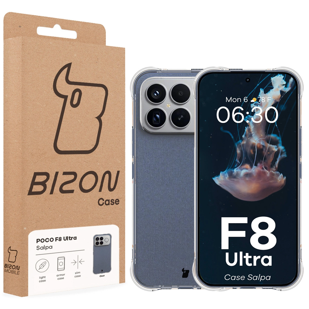 Front of the Bison Case box with a dedicated label for Xiaomi POCO F8 Ultra