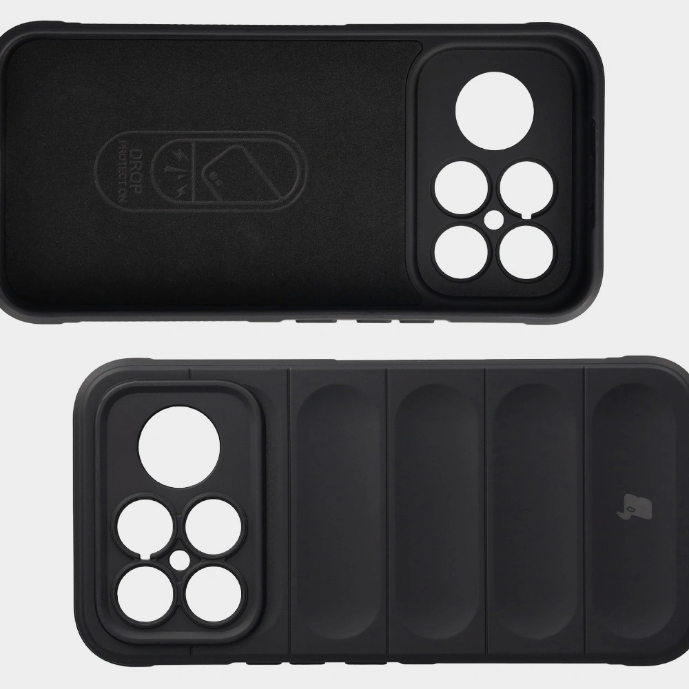 Microfiber lining, grooves on the back and reinforced corners in the Bison Case Tur for Xiaomi POCO F8 Ultra