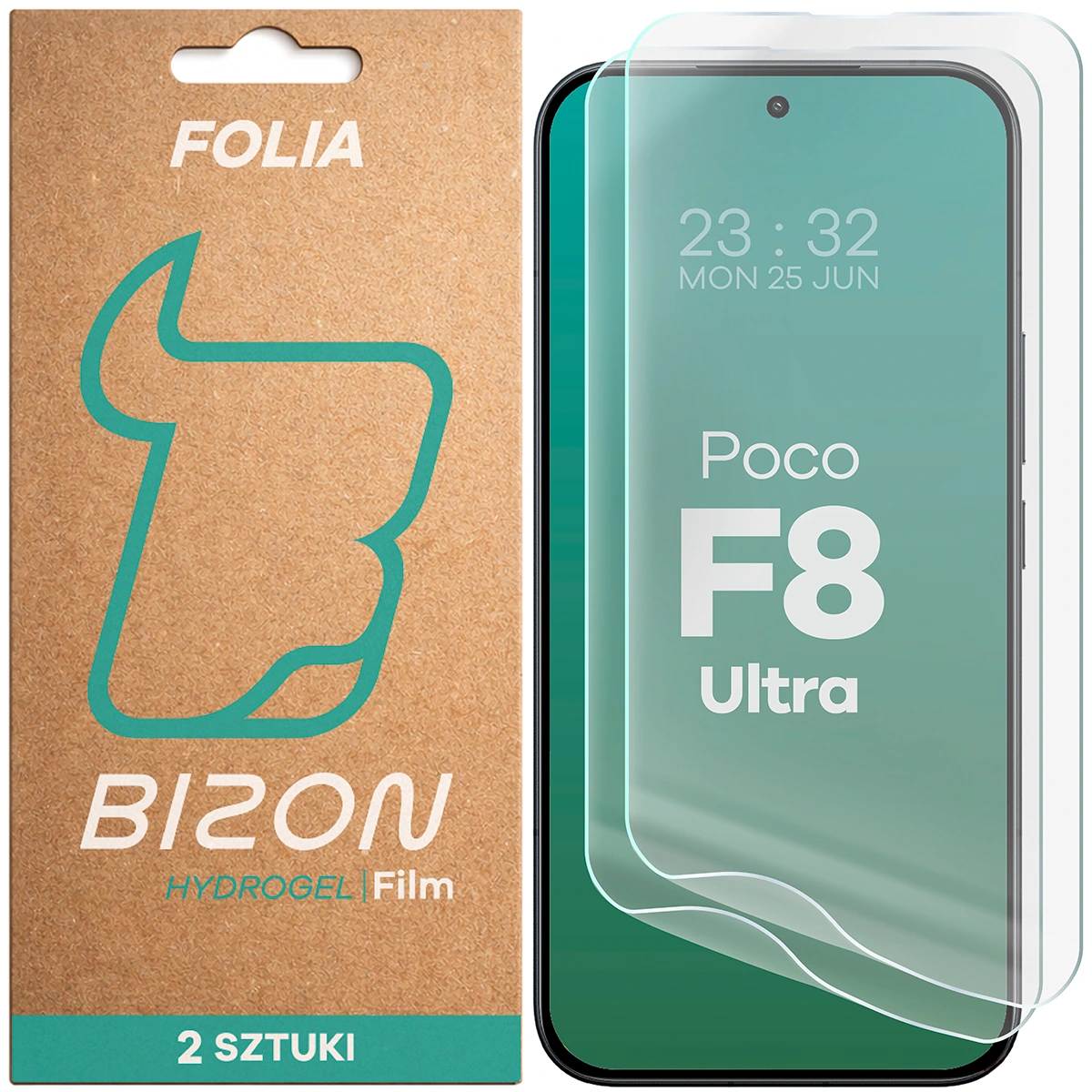 Pudełko i folia hydrożelowa na ekran Bizon Film Hydrogel Front Duo do Xiaomi POCO F8 Ultra