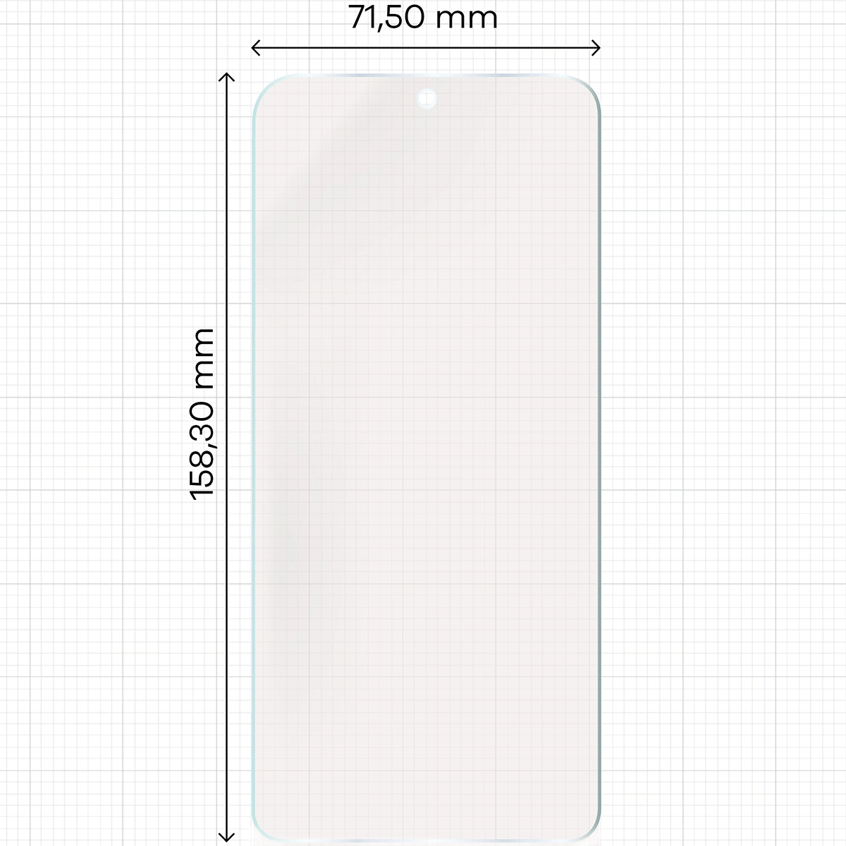 Miarka z wymiarami folii matowej Bizon Glass Film Sun do Xiaomi Poco M7 Pro 5G