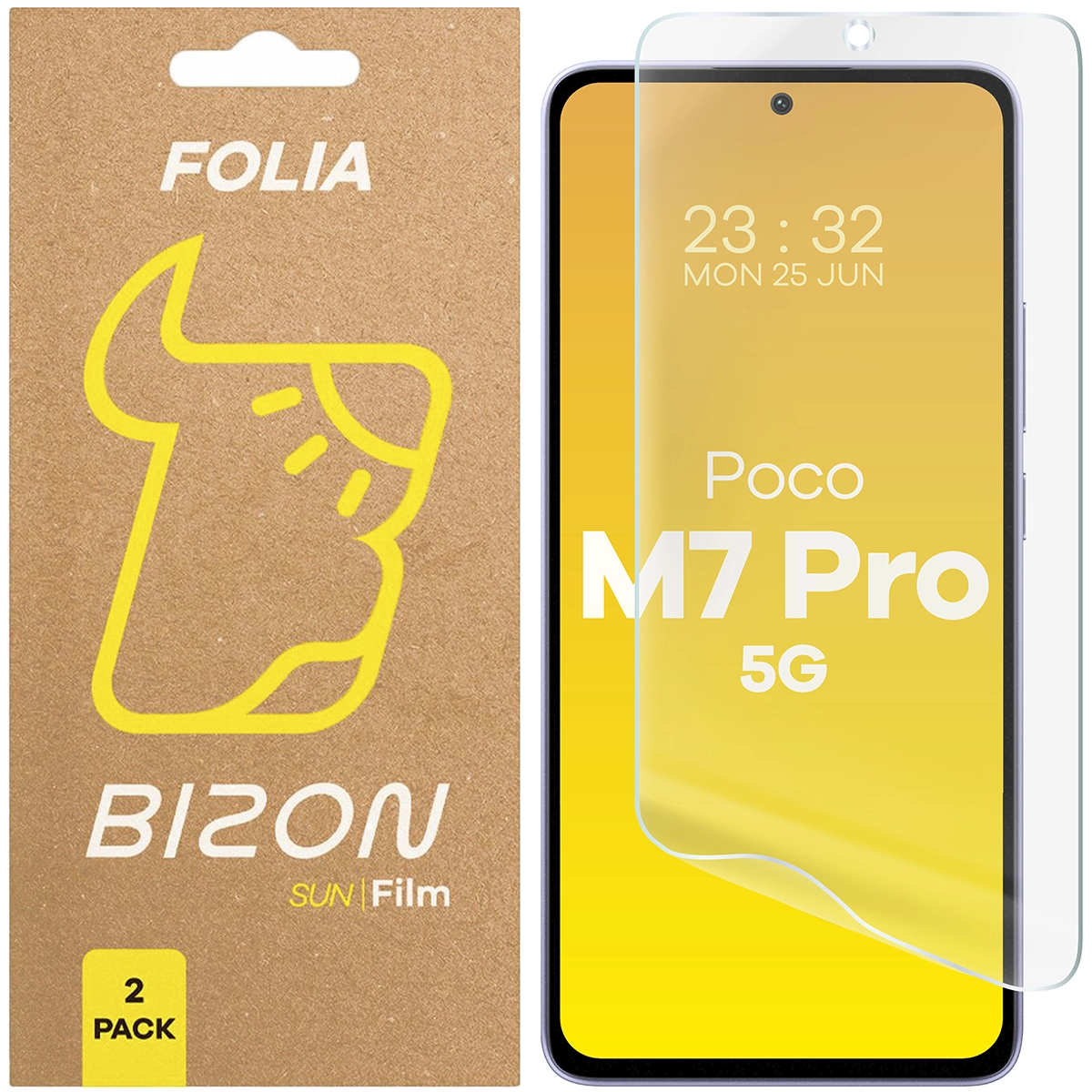 Folia matowa na ekran Bizon Glass Film Sun do Xiaomi Poco M7 Pro 5G, 2 sztuki