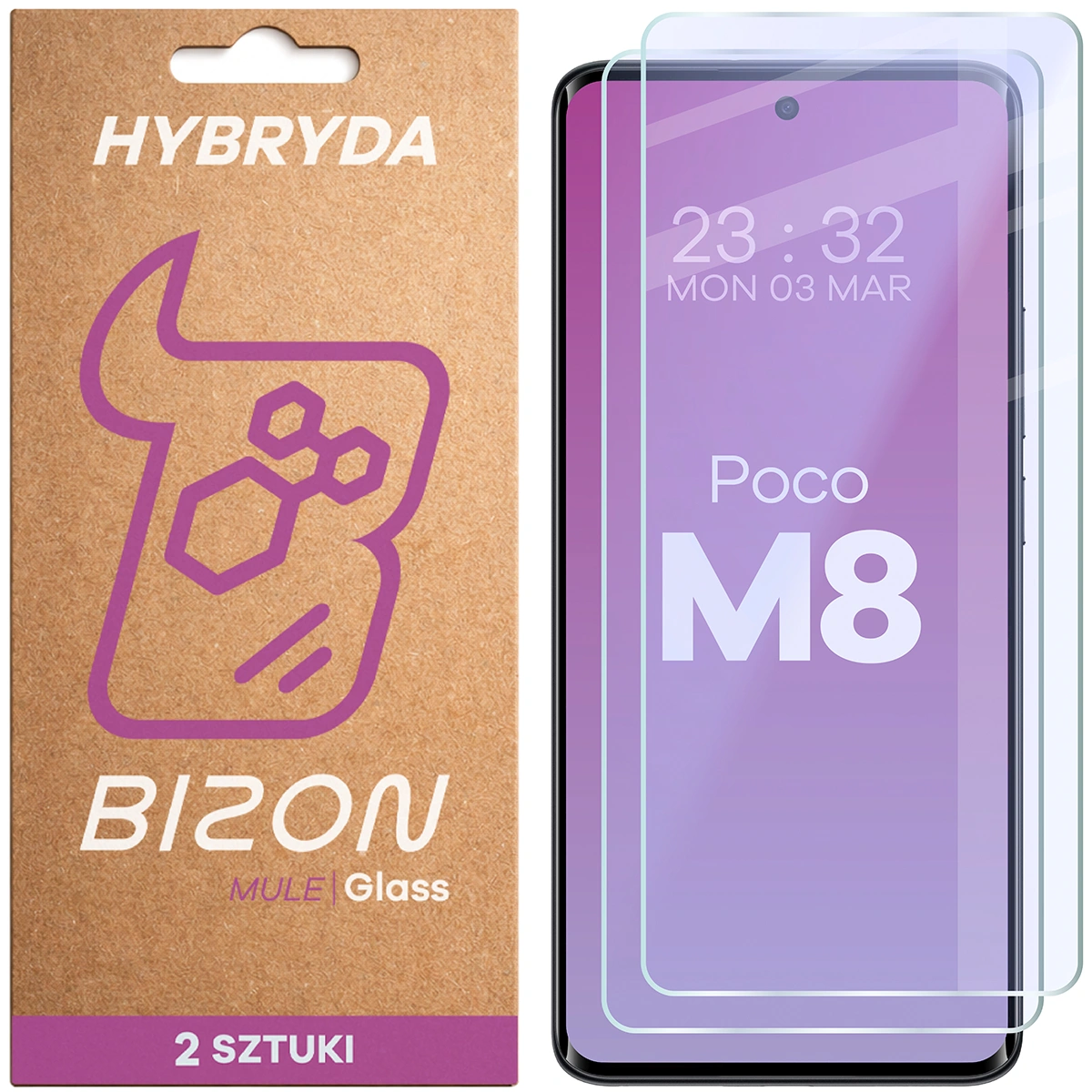 Elastyczne szkło hybrydowe Bizon Glass Mule Duo do Xiaomi POCO M8 5G, 2 sztuki