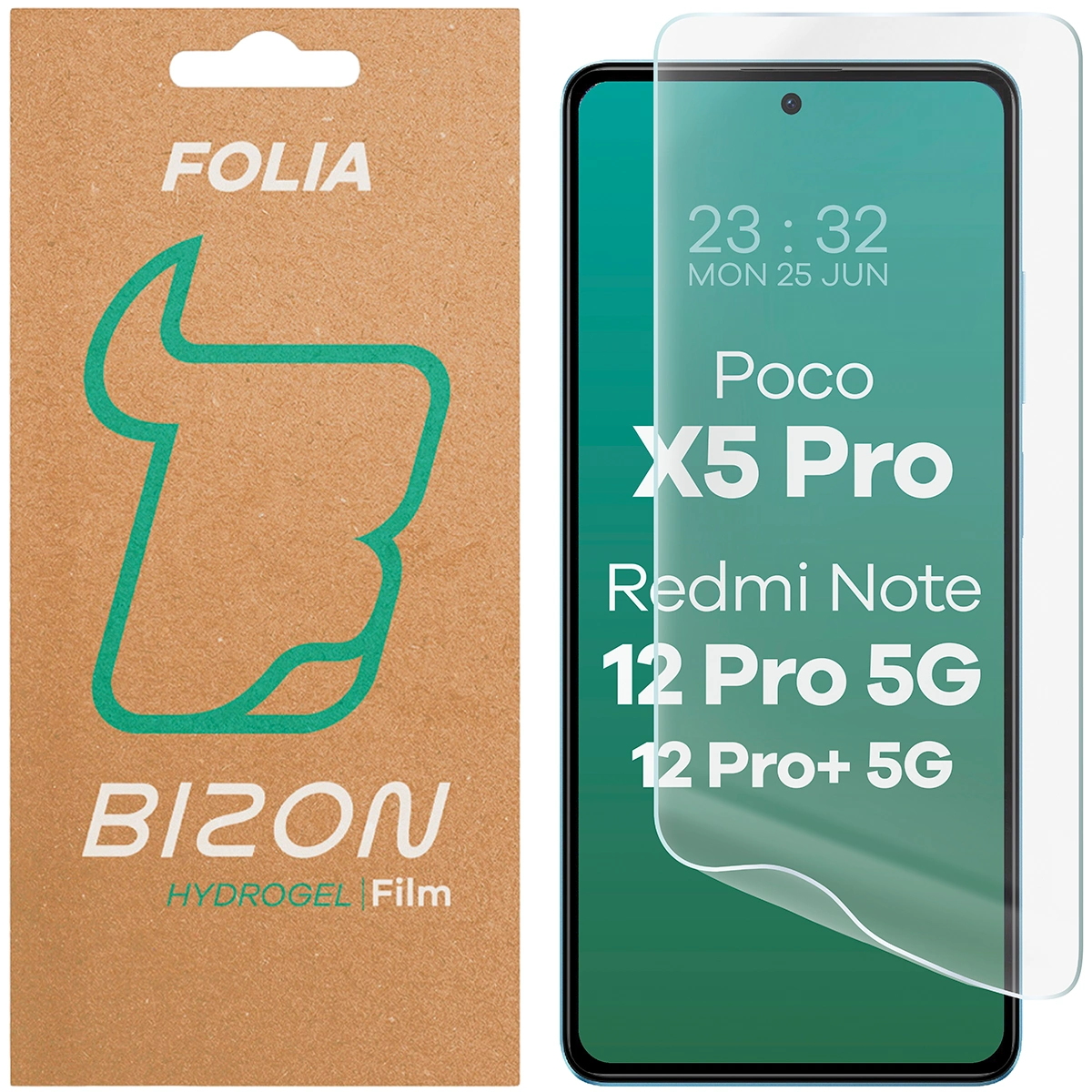 Box and hydrogel film for screen Bizon Glass Hydrogel Front for Xiaomi POCO X5 Pro