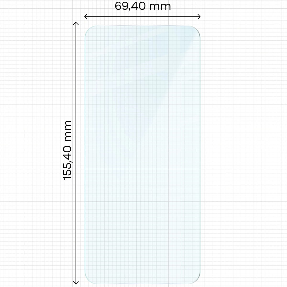 Miarka z wymiarami szkła hartowanego Bizon Glass Clear Duo do Xiaomi POCO X6 Pro / Xiaomi POCO X7 Pro