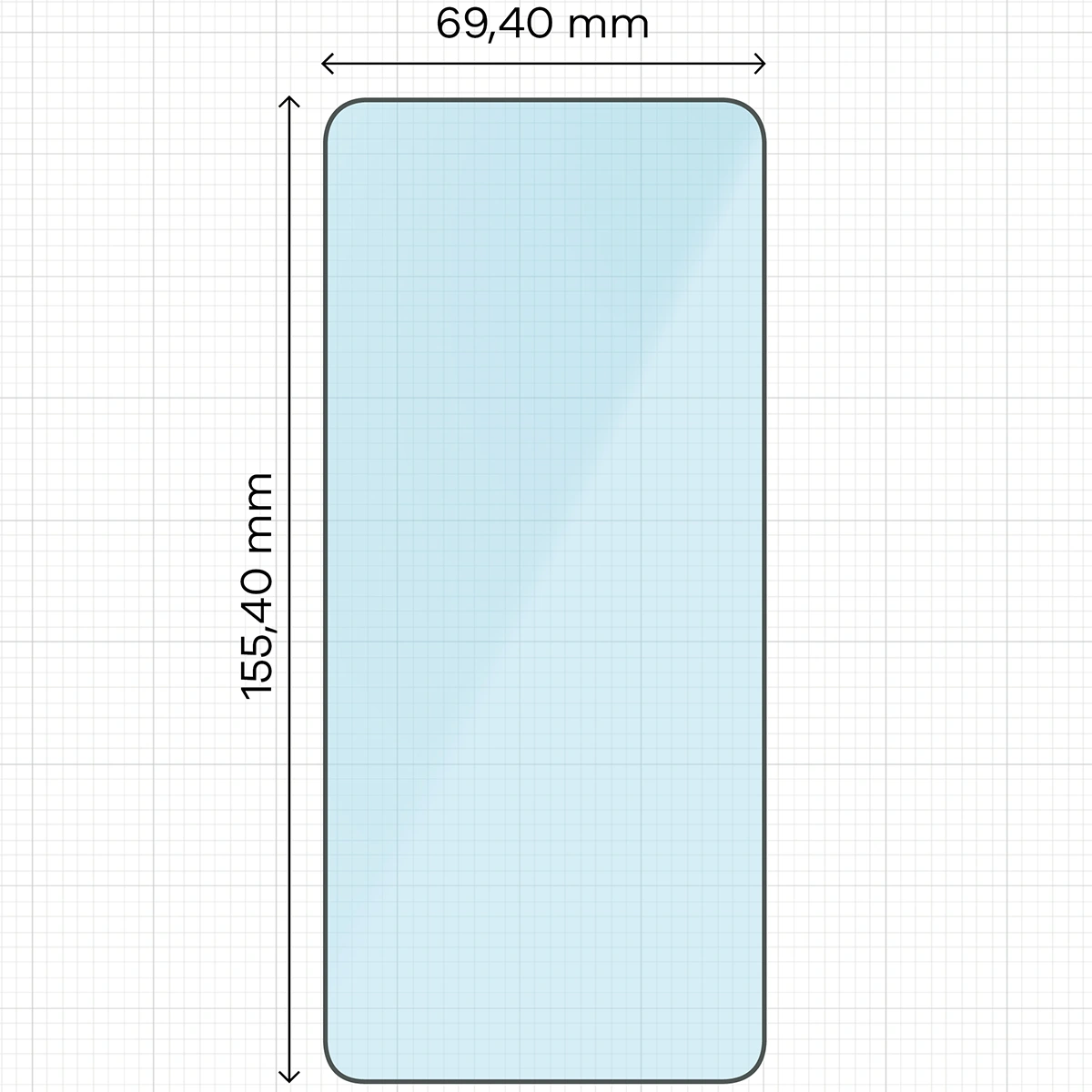 Miarka z wymiarami szkła hartowanego Bizon Smart Glass do POCO X6 Pro / X7 Pro