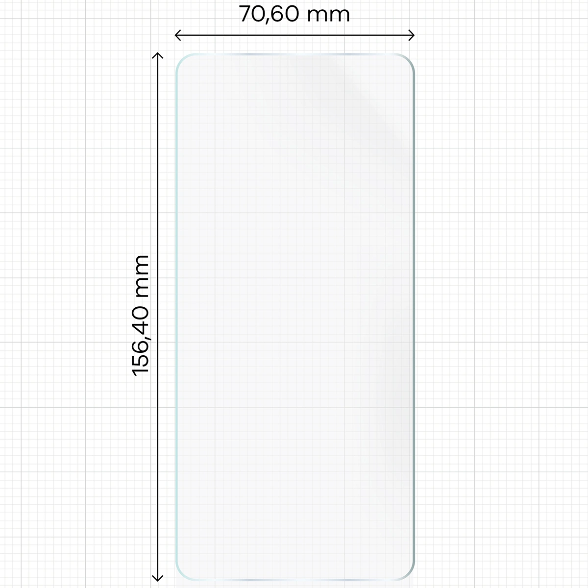 Ruler with dimensions of Bizon Glass Hydrogel Front film for Xiaomi Poco X6 / Xiaomi Redmi Note 13 5G / Xiaomi Redmi Note 13 Pro 4G/5G / Xiaomi Poco M6 Pro 4G