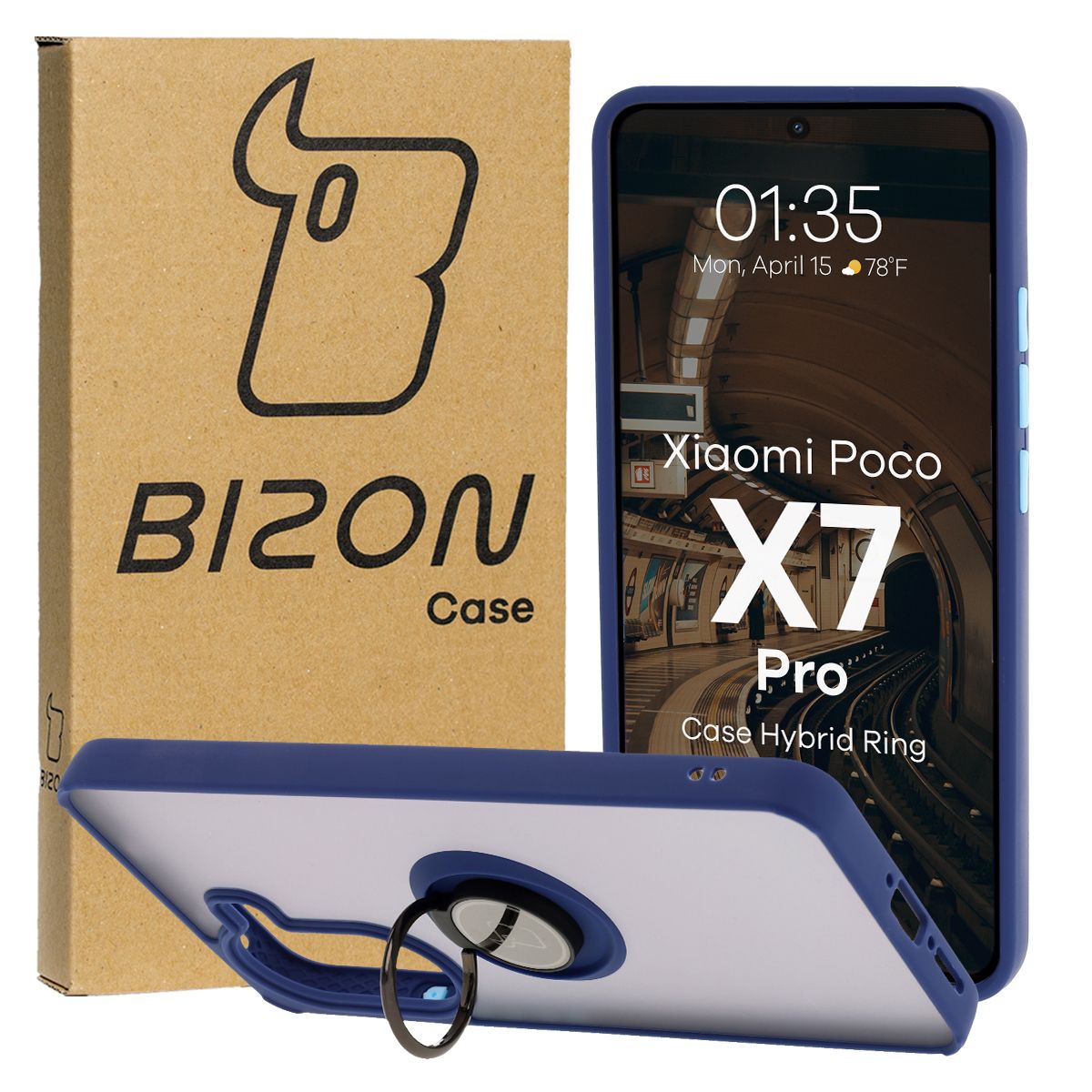 Carcasă cu suport pentru deget Bizon Case Hybrid Ring pentru Xiaomi Poco X7 Pro