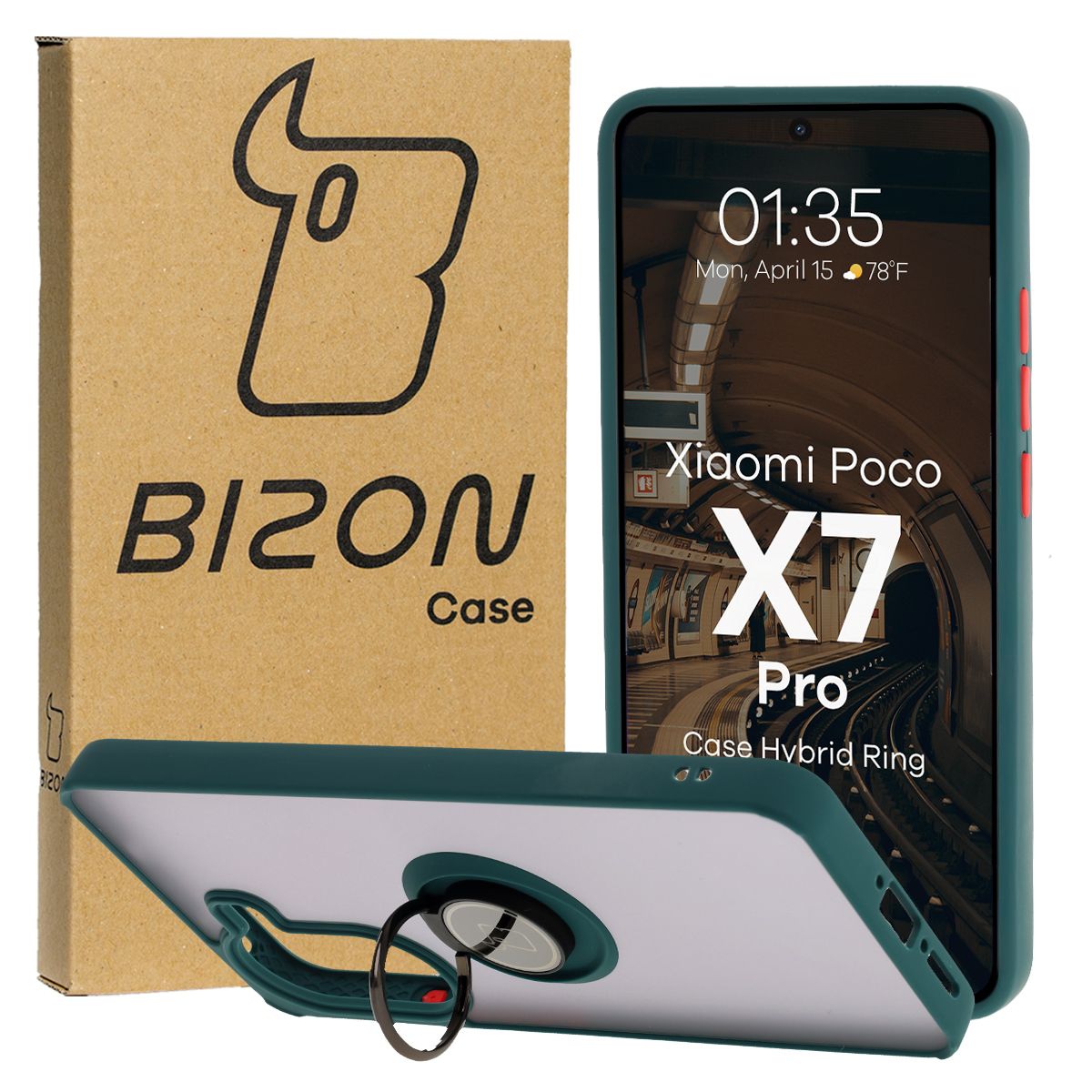 Carcasă cu suport pentru deget Bizon Case Hybrid Ring pentru Xiaomi Poco X7 Pro