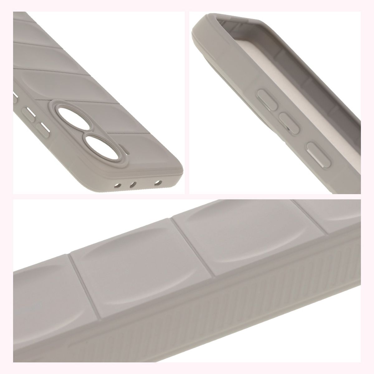 Teksturowane boki i podwyższone krawędzie ekranu i aparatu w etui Bizon Case Tur