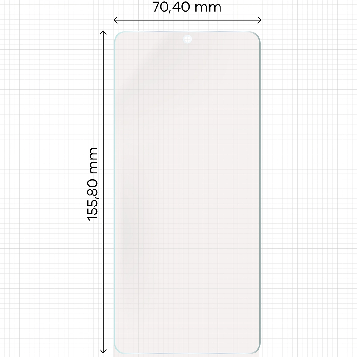 Miarka z wymiarami folii matowej Bizon Glass Film Sun do Xiaomi POCO X7 Pro
