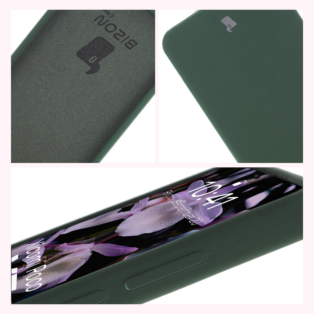 Construcția carcasei Bizon Soft Case: capace integrate, margini ridicate și căptușeală din microfibră pentru Xiaomi Poco X7 Pro