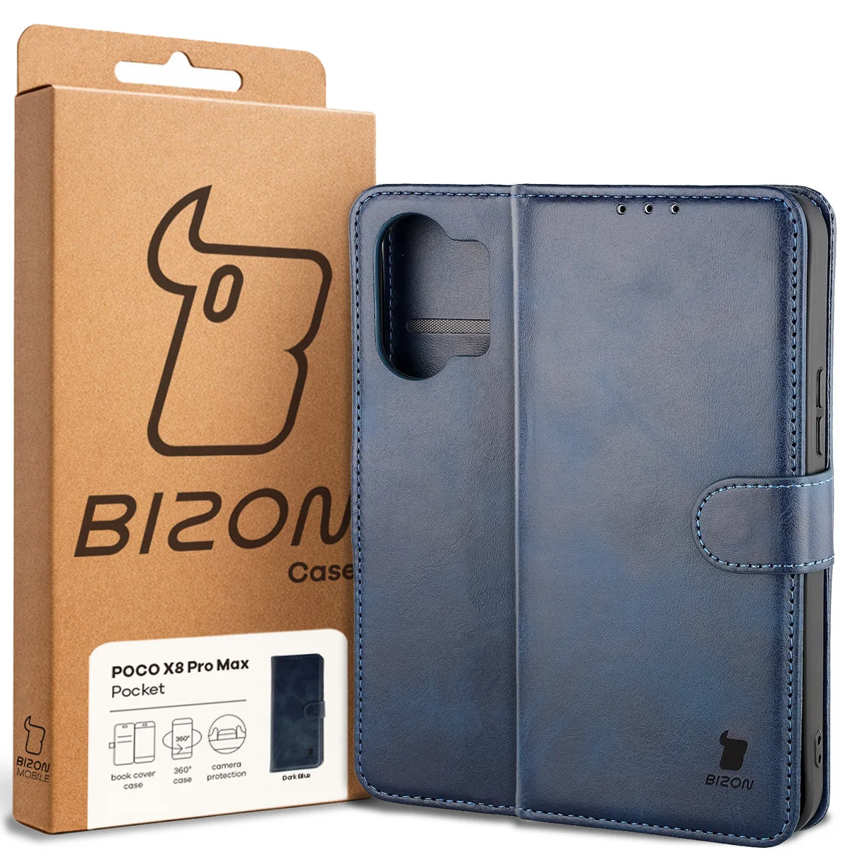 Front of the Bizon Case box with a dedicated label for Xiaomi POCO X8 Pro Max
