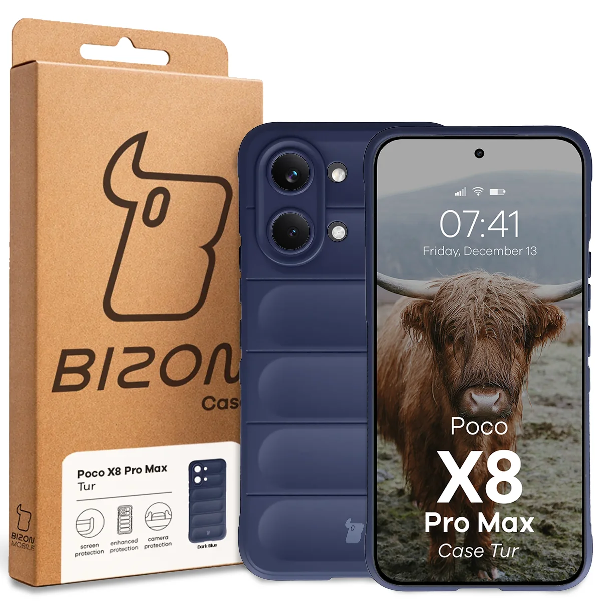 Front of the Bison Case box with a dedicated label for Xiaomi POCO X8 Pro Max