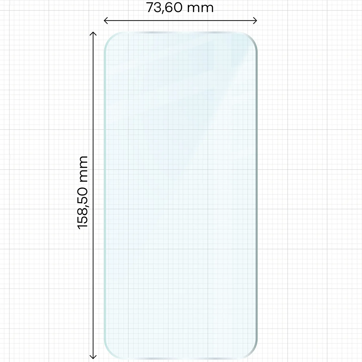 Measuring tape with dimensions of Bizon Glass Clear tempered glass for Xiaomi POCO X8 Pro Max