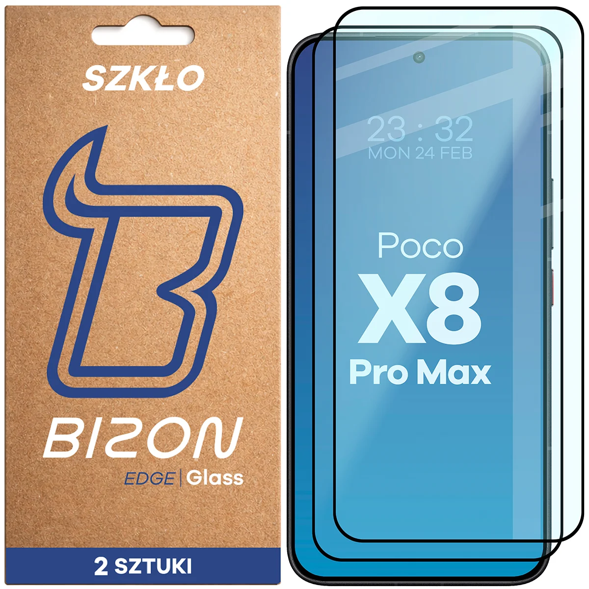 Szkło hartowane na cały ekran Bizon Glass Edge Duo dla Xiaomi POCO X8 Pro Max