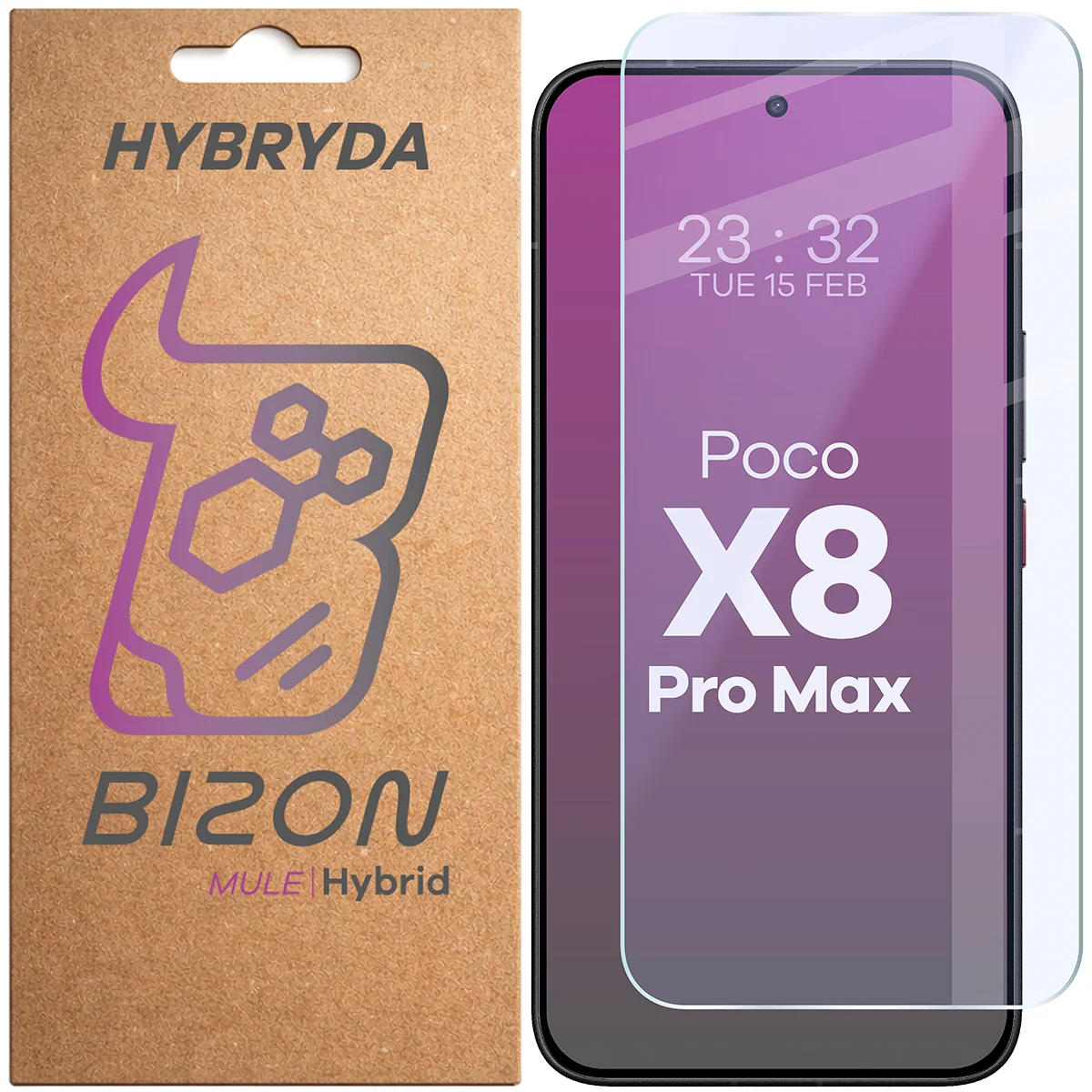 Szkło hybrydowe na ekran Bizon Hybrid Mule do Xiaomi POCO X8 Pro Max