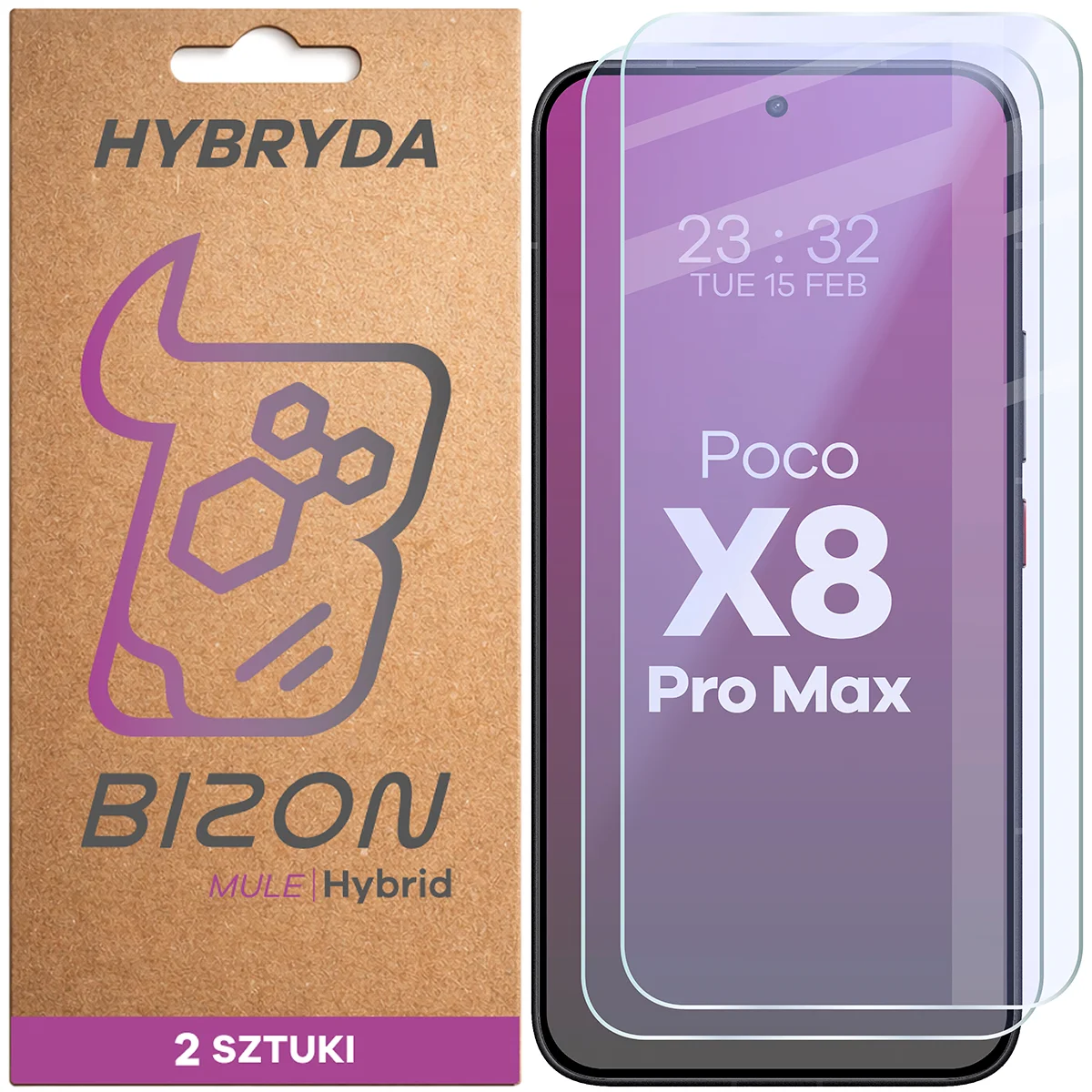 Flexible hybrid glass Bizon Hybrid Mule Duo for Xiaomi POCO X8 Pro Max, 2 pieces