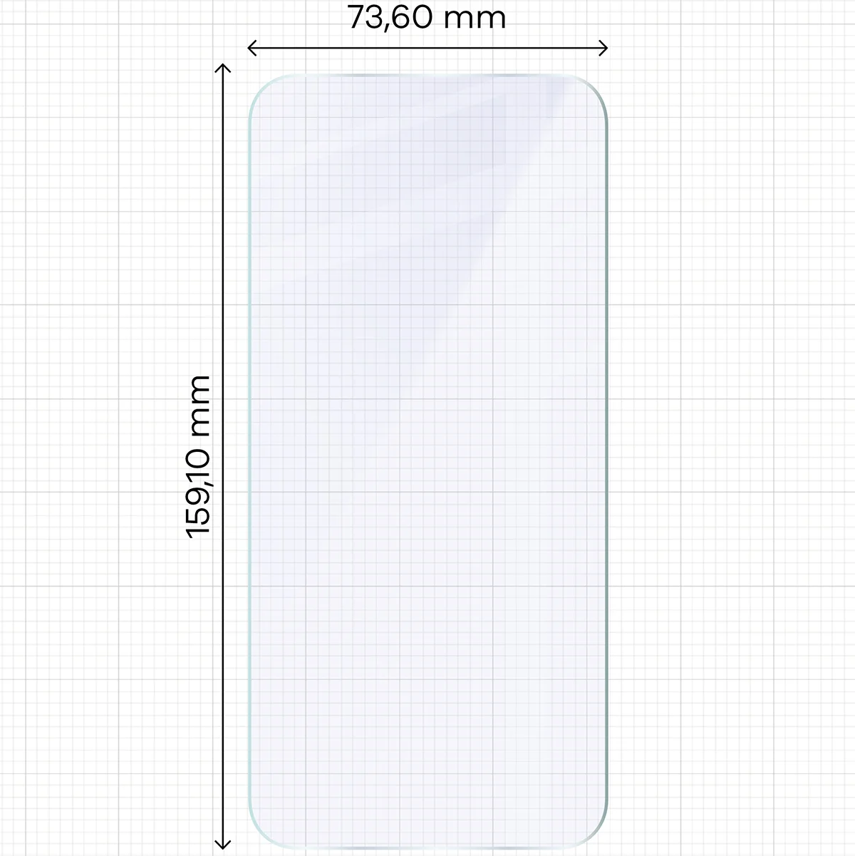 Measuring tape with dimensions of Bizon Hybrid Mule Duo glass for Xiaomi POCO X8 Pro Max
