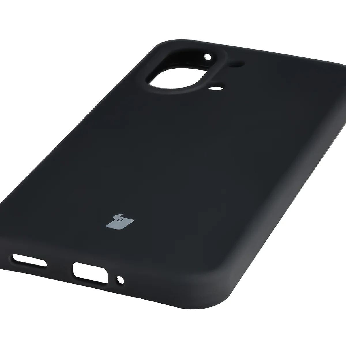 Close-up of precise cutouts and wireless charging capability in the Bison Soft Case for Xiaomi POCO X8 Pro Max