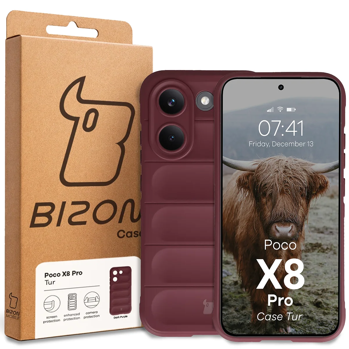 Front of the Bison Case box with a dedicated label for Xiaomi POCO X8 Pro
