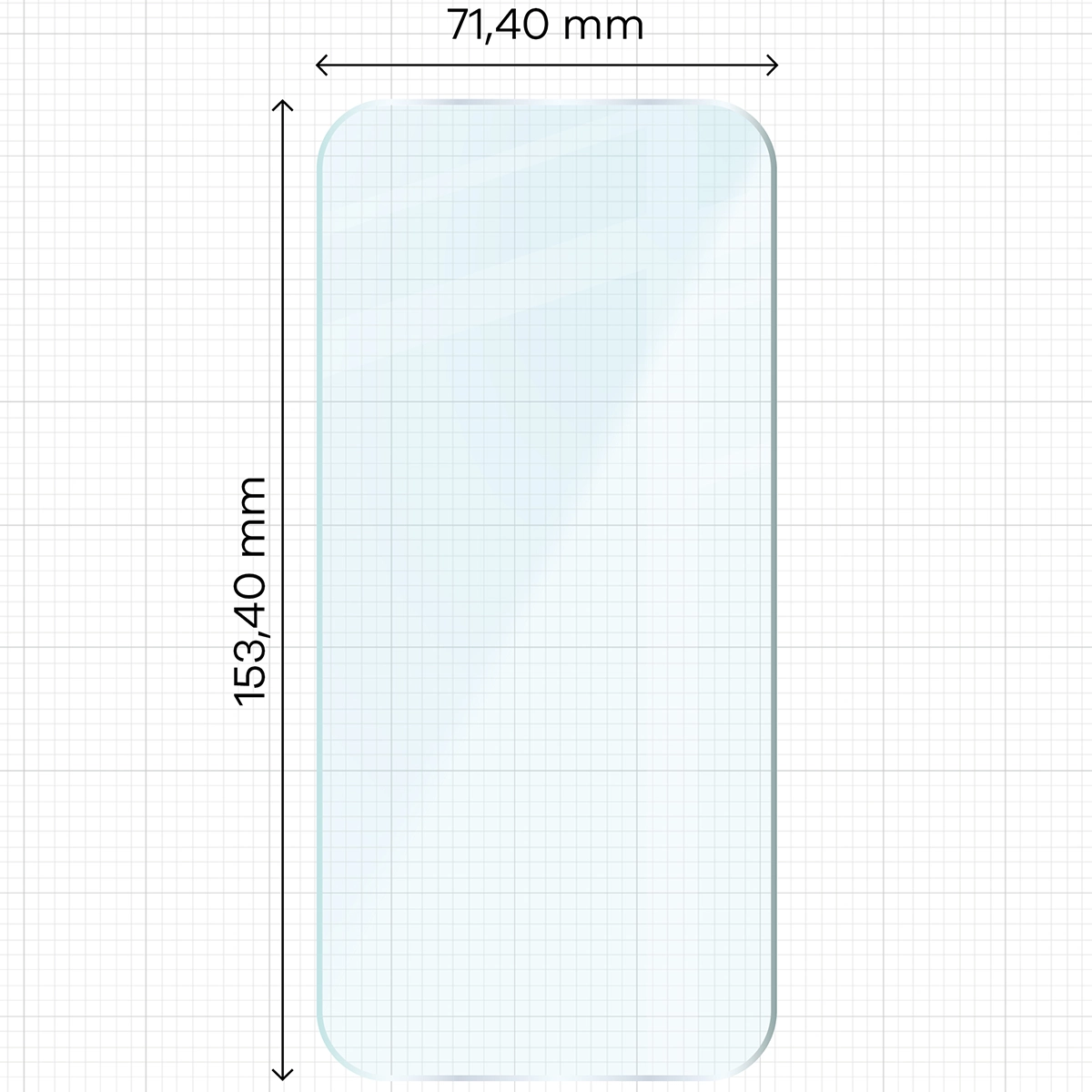 Measuring tape with dimensions of Bizon Glass Clear Pack tempered glass for Xiaomi POCO X8 Pro