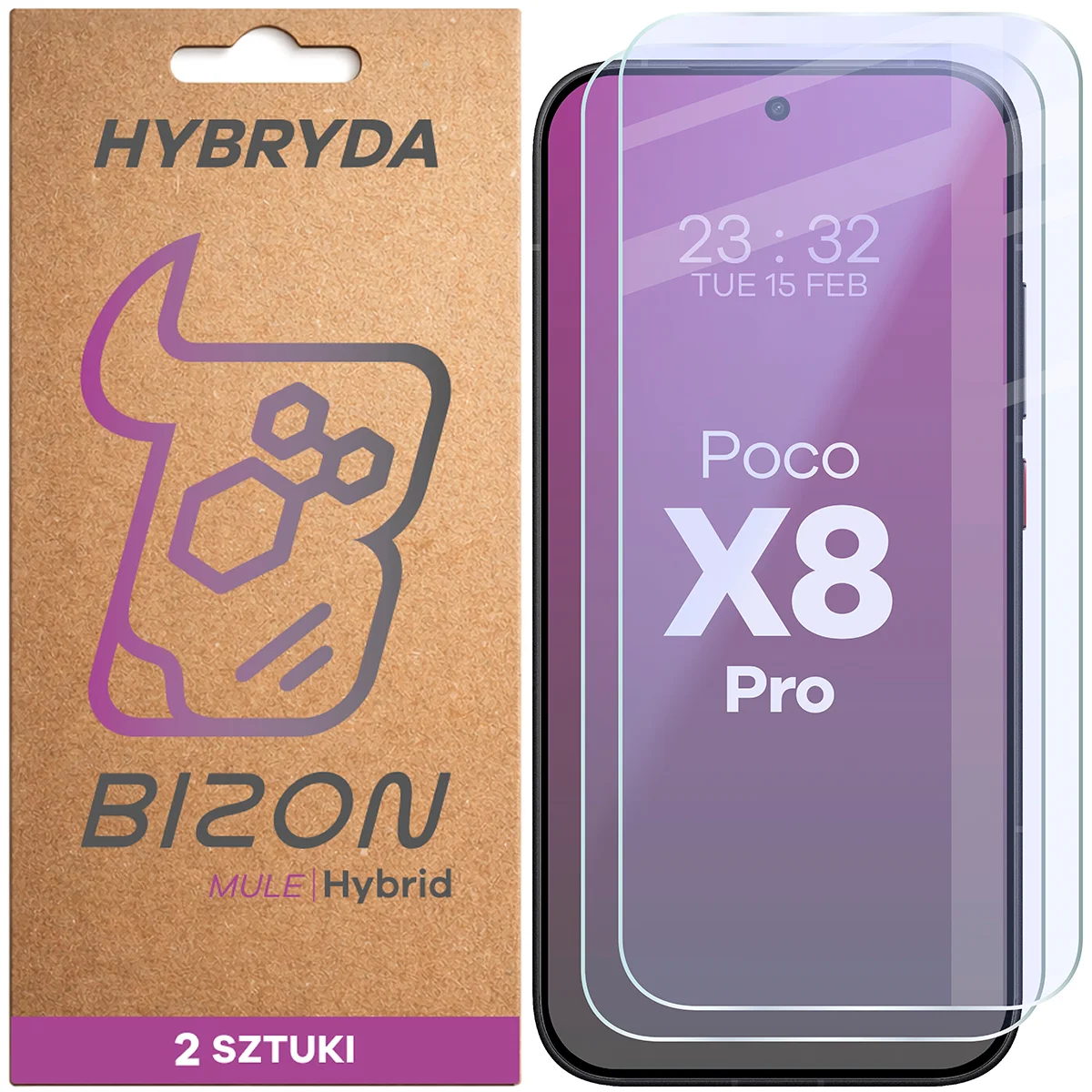 Flexible hybrid glass Bizon Hybrid Mule Duo for Xiaomi POCO X8 Pro, 2 pieces