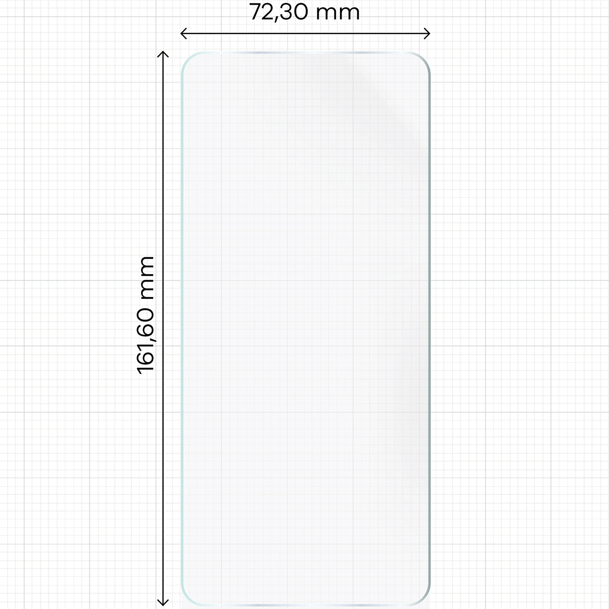 Miarka z wymiarami folii hydrożelowej Bizon Glass Hydrogel Front do Xiaomi Redmi 12